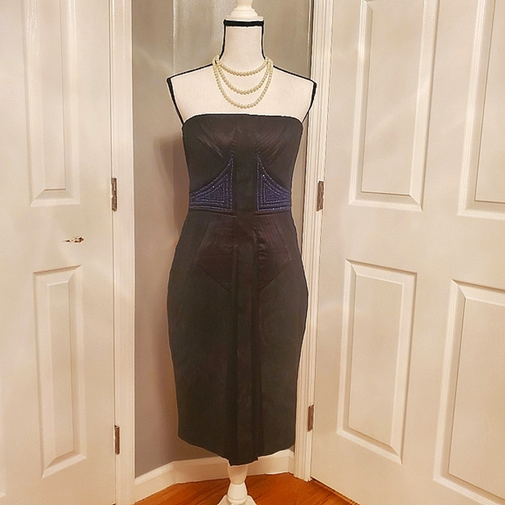 Badgley Mischka Collection Strapless Midi Dress 8